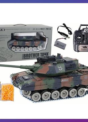 Дитячий танк на радіокеруванні brother tank leopard 2 1:18. стріляє орбізами