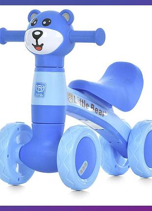 Детский беговел велобег 1.5-3 года медвежонок музыка свет bambi m 5762 синий