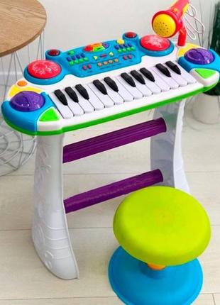 Дитяче піаніно-синтезатор limo toy 7235 на ніжках зі стільчиком мікрофон