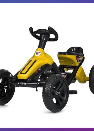 Детский педальный железный карт веломобиль для детей 2-6 лет bambi m 5848e желтый