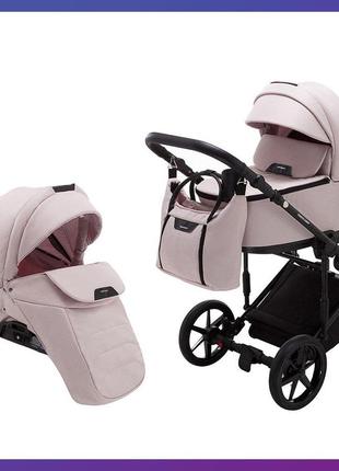 Детская универсальная коляска трансформер 2в1 adamex porto light tip tk-23 розовый дождевик москитная сетка