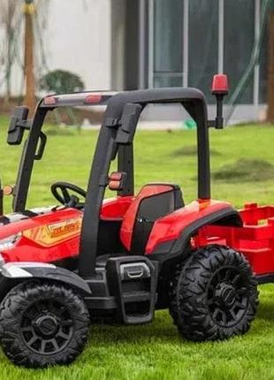 Дитячий електромобіль трактор із причепом на радіокеруванні bambi m 4844 червоний