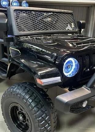 Дитячий електромобіль на акумуляторі двомісний джип jeep m 5780 з пультом р/у для дітей 3-8 років чорний