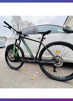 Велосипед горный одноподвесный на алюминиевой раме crosser 075 29" рама 19" l-twoo серо-зеленый