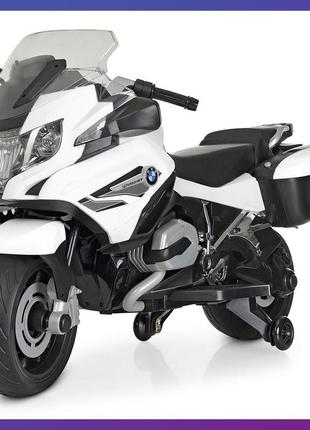 Дитячий електро мотоцикл двоколісний на акумуляторі bmw m 4275 для дітей 3-8 років білий