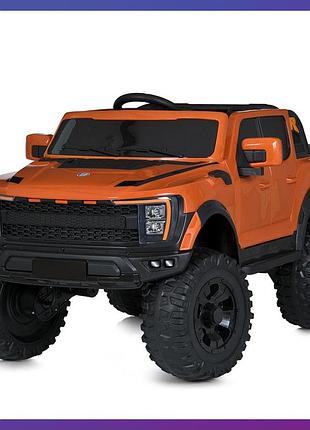 Дитячий електромобіль на акумуляторі джип ford m 5833 з пультом радіокерування для дітей 3-8 років жовтогарячий