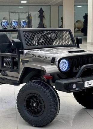 Дитячий електромобіль на акумуляторі двомісний джип jeep m 5780 з пультом р/у для дітей 3-8 років сірий