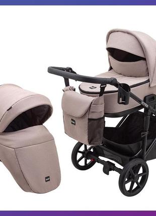 Дитяча універсальна коляска-трансформер 2в1 bair ultra soft u-774 дощовик москітна сітка капучино