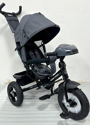 Детский трехколесный велосипед - коляска turbo trike mt 1006-2 с родительской ручкой графит