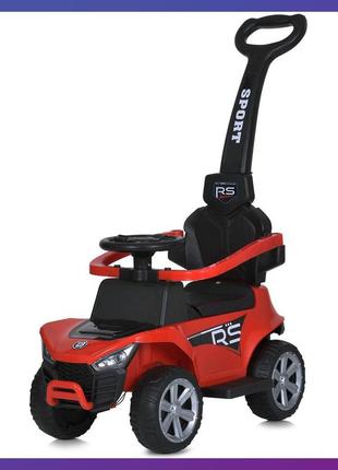 Детская каталка-толокар электромобиль bambi m 5764 с родительской ручкой 2 в 1 красный