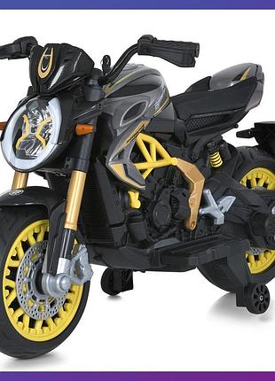 Детский электро мотоцикл двухколесный на аккумуляторе ducati 800 для детей 3-8 лет m 5827 серо-желтый