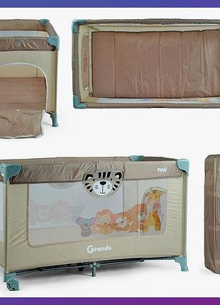 Детский игровой манеж-кровать прямоугольный toti t-07710 коричневый