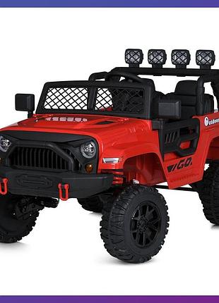 Дитячий електромобіль на акумуляторі двомісний джип jeep m 5995 з пультом р/у для дітей 3-8 років червоний