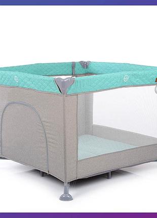 Дитячий ігровий манеж-ліжко квадратний el camino me 1097 castle mint gray м'ятний