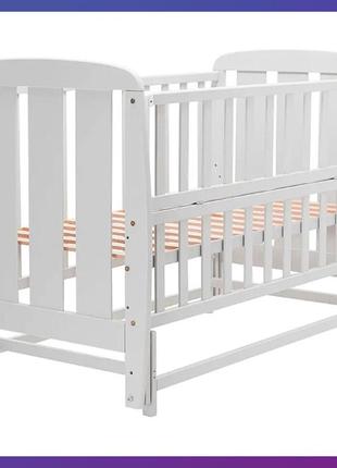 Детская кроватка деревянная из бука шарик sh-02 маятник откидной бок серый