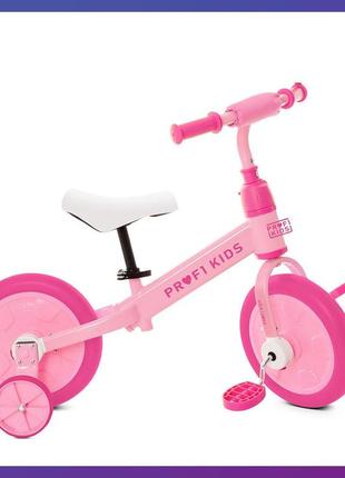 Детский беговел велосипед на стальной раме 12 дюймов profi kids mbb 1012-2 розовый