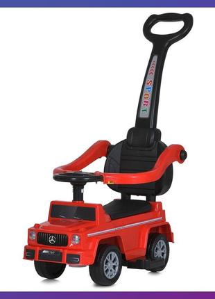 Детская каталка-толокар mercedes 5903 с родительской ручкой 2 в 1 красный
