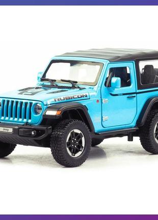 Детская машинка металлическая jeep wrangler rubicon 2401c-1 инерционная свет звук синий