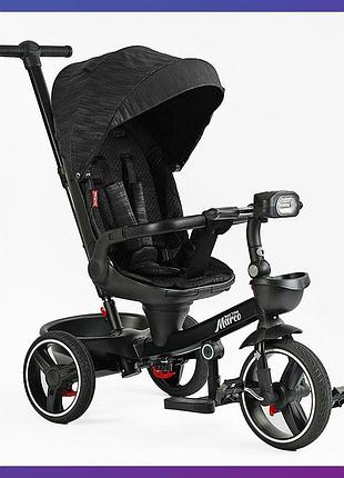 Детский трехколесный велосипед - коляска best trike marco 9155 / 365-12 с родительской ручкой черный