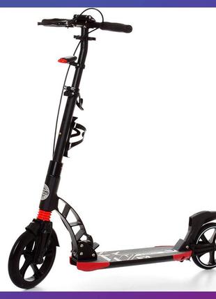 Самокат городской двухколесный для взрослых и детей от 8 лет с ручным тормозом itrike sr 2-014-b черный