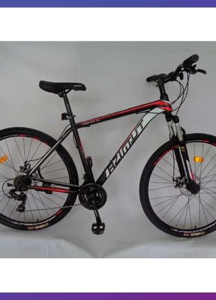 Велосипед гірський двоколісний однопідвісний сталевий зі швидкостями azimut 40 gd 26 дюймів 17 рама чорно-білий