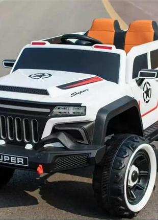 Дитячий електромобіль двомісний на акумуляторі джип bambi m 5802 з пультом р/у для дітей 3-8 років білий