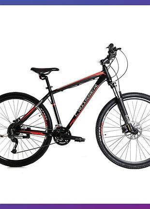 Велосипед горный одноподвесный на алюминиевой раме crosser pionner 29/19 hidraulic shimano altus черно-красный