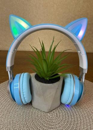 Наушники детские беспроводные с кошачьими ушками viv-38m led bluetooth наушники накладные голубые5 фото