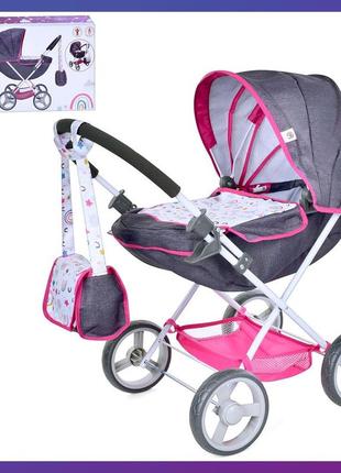 Игрушечная коляска для куклы классическая fiveonine t725021 с сумкой серый