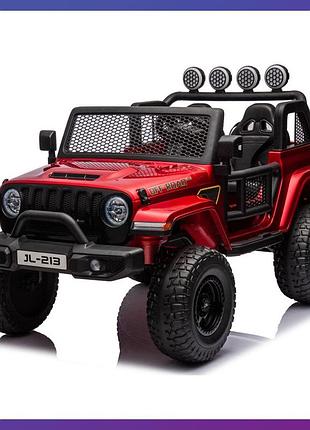Дитячий електромобіль на акумуляторі двомісний джип jeep m 5780 з пультом р/у для дітей 3-8 років червоний