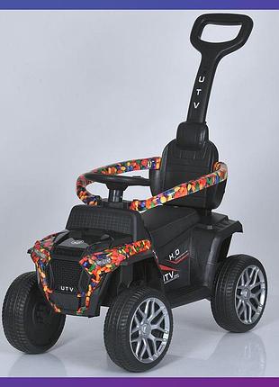 Детский электромобиль каталка-толокар 2в1 bambi racer m 5732 с родительской ручкой черный