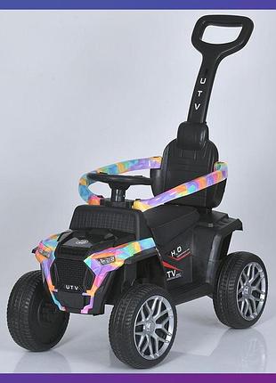 Детский электромобиль каталка-толокар 2в1 bambi racer m 5732 с родительской ручкой голубой