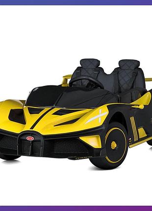 Детский электромобиль двухместный на аккумуляторе bambi m 5053 с пультом р/у для детей 3-8 лет желтый