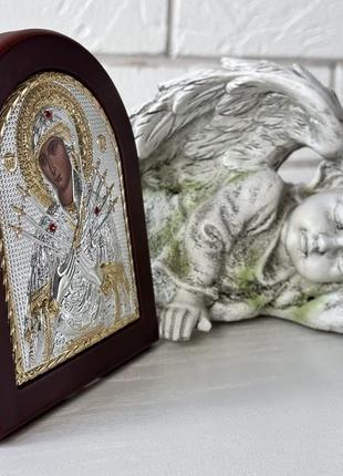 Серебряная икона "семистрельная", драгоценная, ювелирная