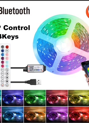 Світлодіодна led стрічка rgb 5050 5 і 10м usb,пульт+ керування з телефону