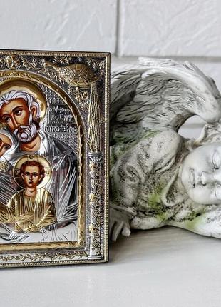 Срібна ікона "святе сімейство", дорогоцінна, ювелірна