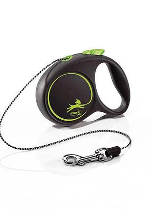 Поводок рулетка black design flexi размер xs трос 3 м до 8 кг цвет зеленый