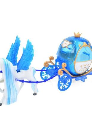 Дитяча іграшка «карета» 2202b, звук, світло, лялька, аксесуари