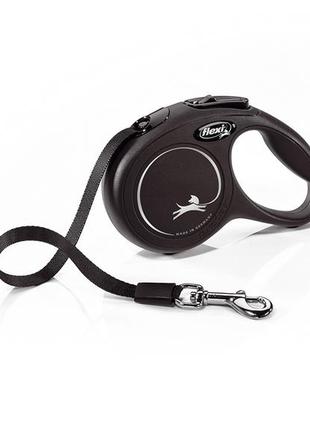 Поводок рулетка flexi new classic размер xs лента 3 м до 12 кг цвет черный