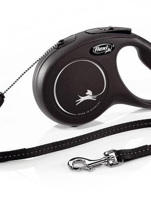 Поводок рулетка flexi new classic размер s трос 8 м до 12 кг цвет черный