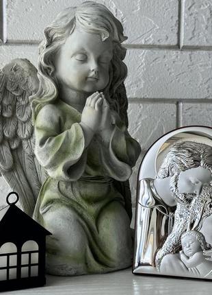 Серебряная икона "святое семейство" католическая, драгоценная, ювелирная