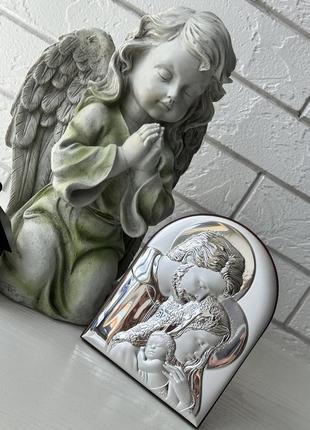 Серебряная икона "святое семейство" католическая, драгоценная, ювелирная