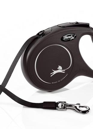 Поводок рулетка flexi new classic размер m лента 5 м до 25 кг цвет черный