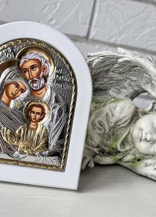 Серебряная икона "святое семейство", драгоценная, ювелирная