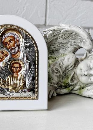 Срібна ікона "святе сімейство", дорогоцінна, ювелірна
