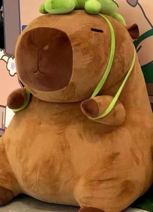 Капибара 75 см большая мягкая игрушка capibara с рюкзаком черепашка