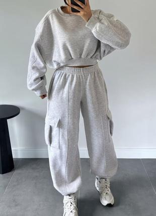 Дуже зручний базовий oversize костюм. світшот укорочений