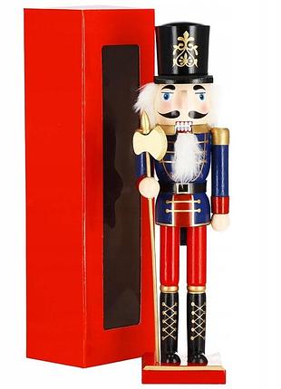 Деревянная фигурка щелкунчик с топором новогоднее украшение springos (38х10 см) премиум