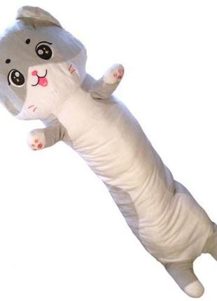 М'яка іграшка-обіймашка кіт батон сірий 110 см