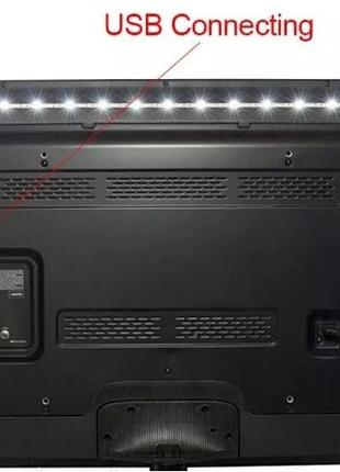 Светодиодная led лента usb 5v и 12v универсальная юсб 100см. белая работает от павер...